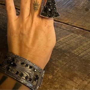 Onyx Silver Hinge Costume Bracelet Gothic